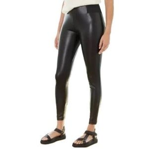 A new day vegan faux leather leggings high waist elastic side panel medium